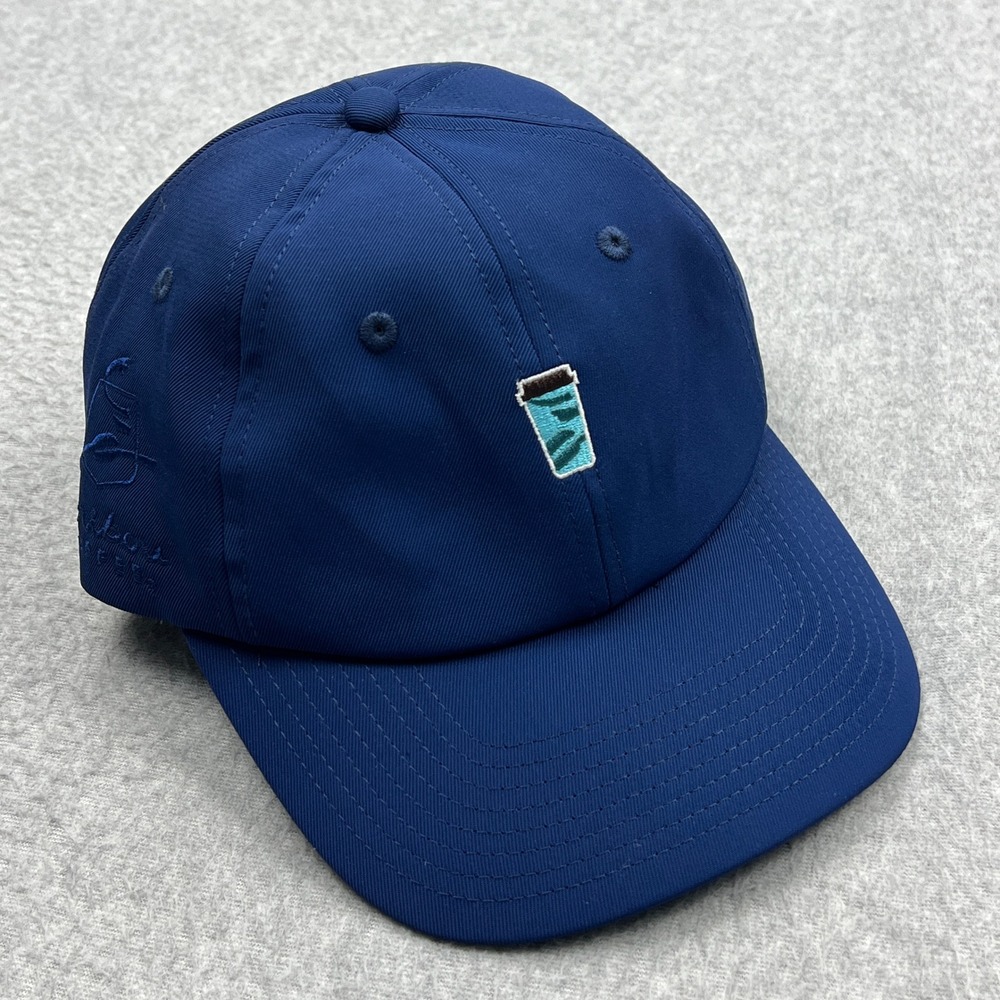 Caribou Coffee Hat Mens OS Blue Coffee Logo Adjustable Recycled Baseball Cap